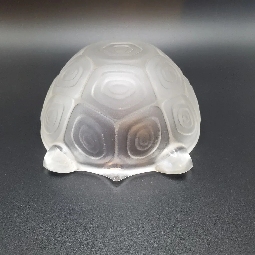 Enesco Satin Crystal Glass Turtle Figurine. Bowl Shaped.‎ Made In West Germany